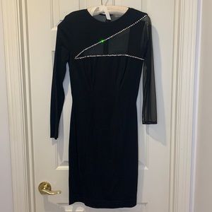 NWT Tadashi black evening dress, one sheer arm adds drama